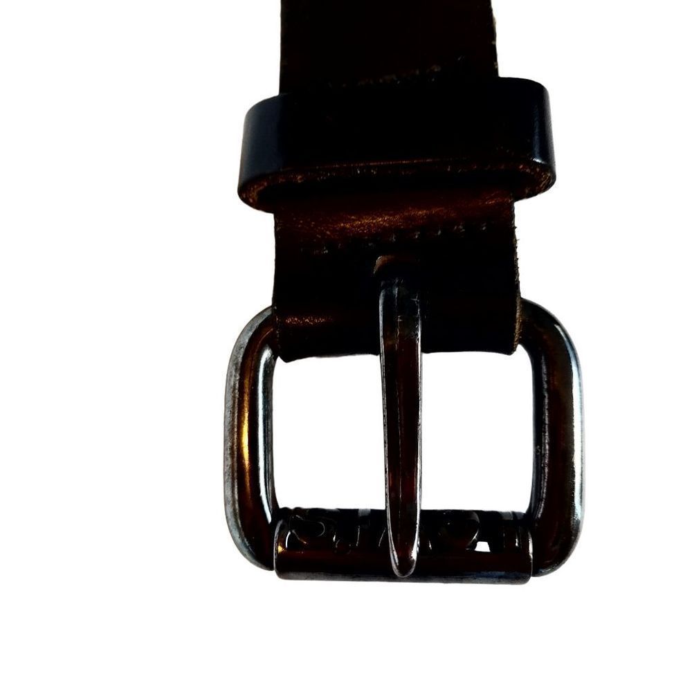 Levi Belt Logo Metal Buckle 100% Real Leather circa 90' s Black size S - Picture 9 of 16